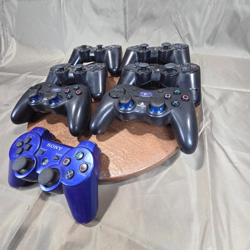 Lot of 7 PS3 Controllers Sony DualShock 3 Sixaxis Logitech Cordless Action Black
